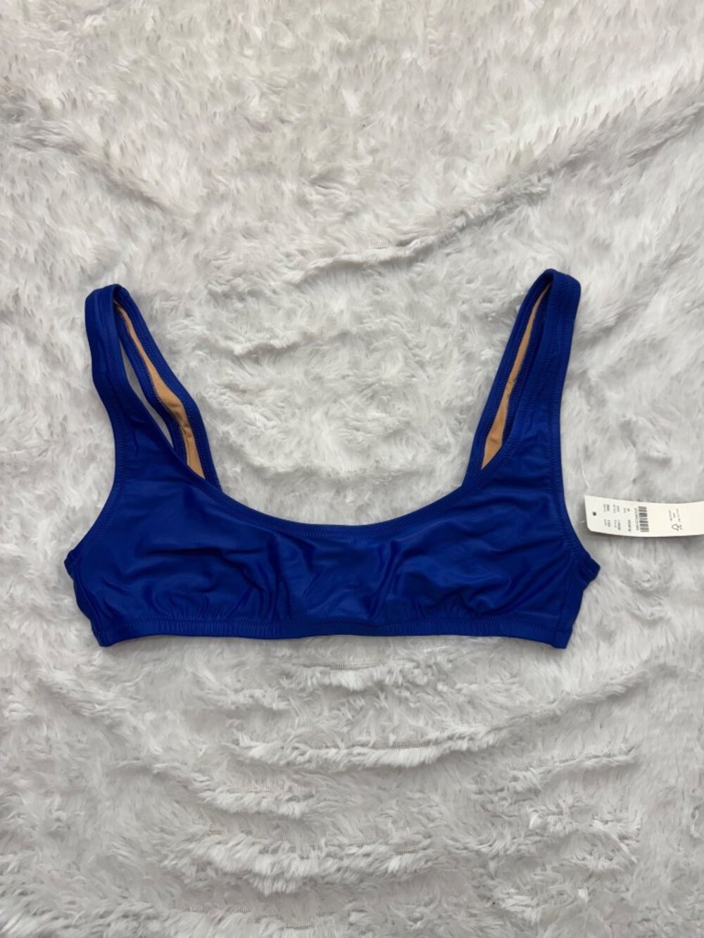 J.Crew Blue Bikini Top Adjustable Back Lined Heritage Scoop Neck Bikini Top Med - Picture 2 of 13
